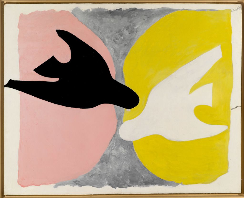 Los pájaros inspiraron siempre al artista francés, y una de sus famosas series tienen a los pájaros como protagonistas. En la imagen, el cuadro "Pájaro negro y pájaro blanco", de 1960, de una colección particular, que se puede ver en el Museo Guggenheim de Bilbao. FOTO. Guggenheim Bilbao